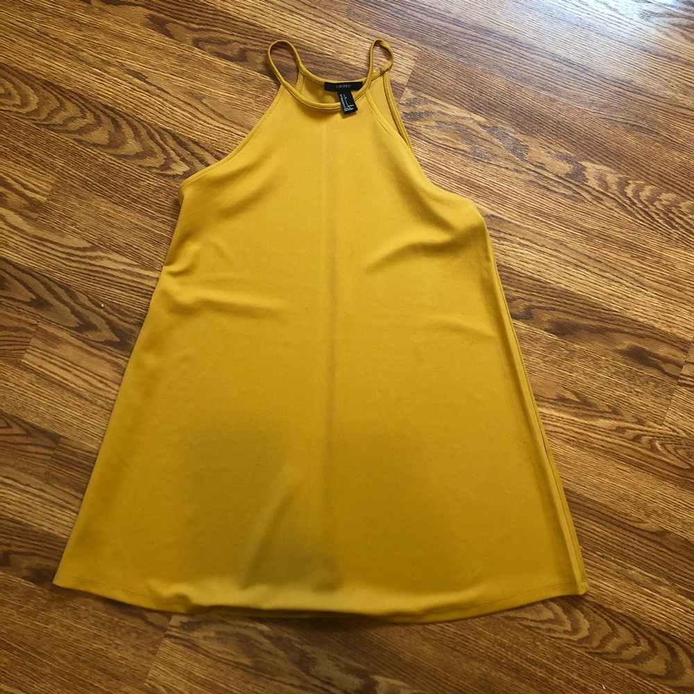 High Neck Mustard Yellow Trapeze Dress